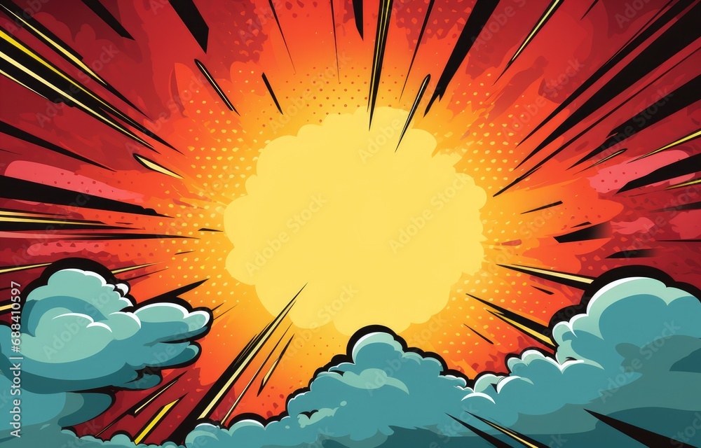 Obraz premium comic book background vintage pop art superhero background for comics, comic background with dot pattern halftone