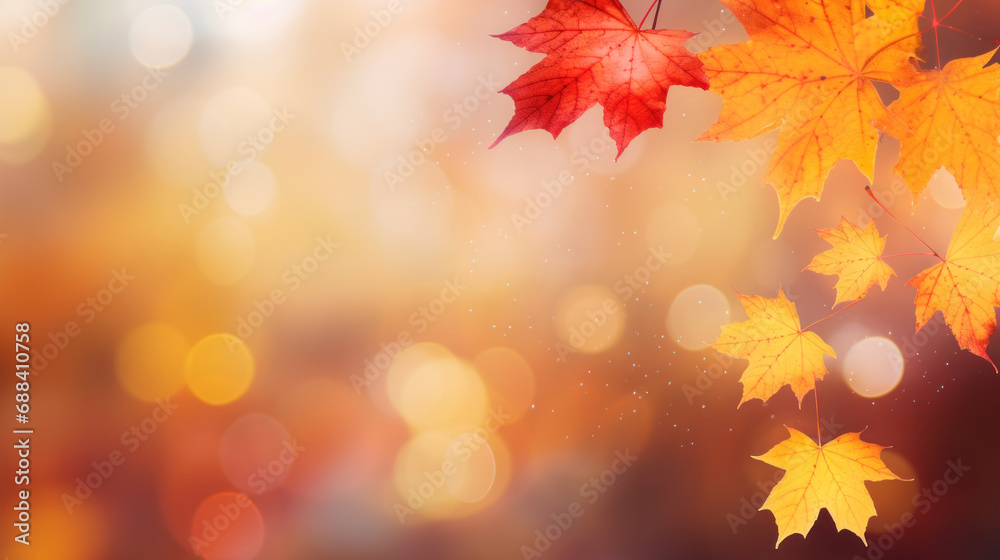 Fototapeta premium Autumn background with shadow of the maple tree leaves on a wall. Abstract Autumnal scene.