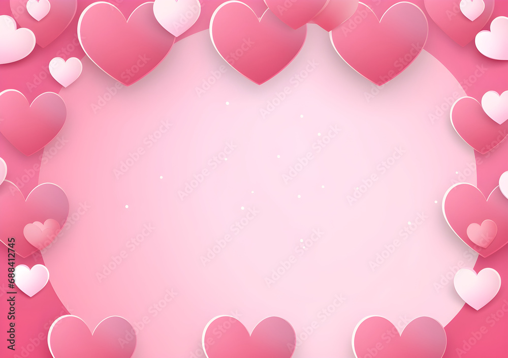 Valentine's day background with pink hearts, 3d render
