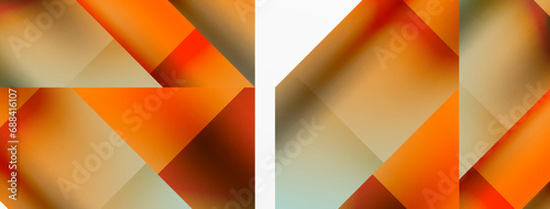 Vivid abstraction unfolds. Triangles in seamless harmony, composing dynamic geometric backdrop. Interplay of angles and hues forms captivating tapestry, evoking modernity and artistic allure