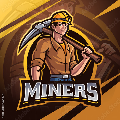 Miners esport mascot logo design