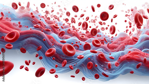 wave of blood cell movein blood tube photo