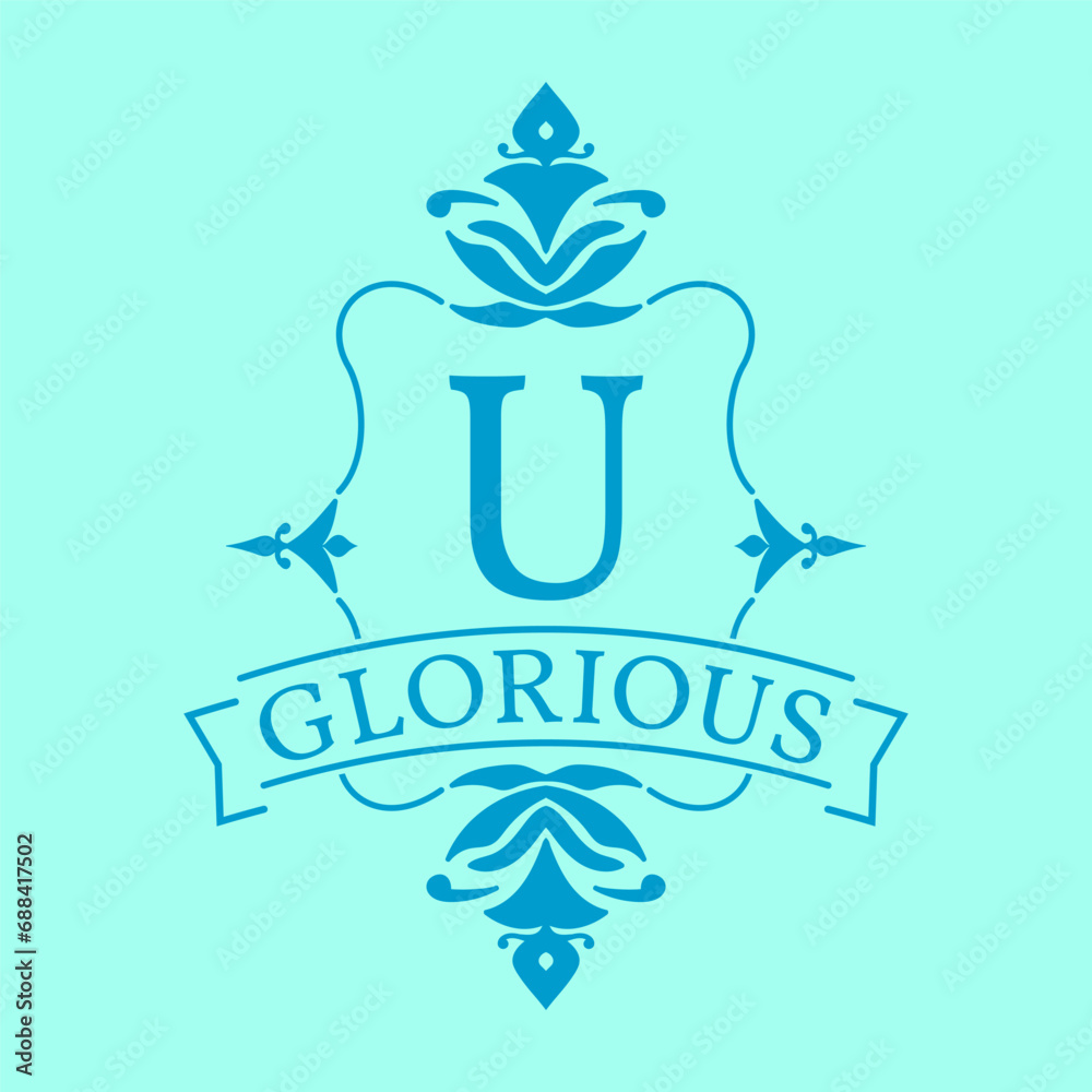 letter U glorious initial frame logo
