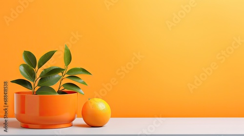 Copy space for displaying your product on a Orange table