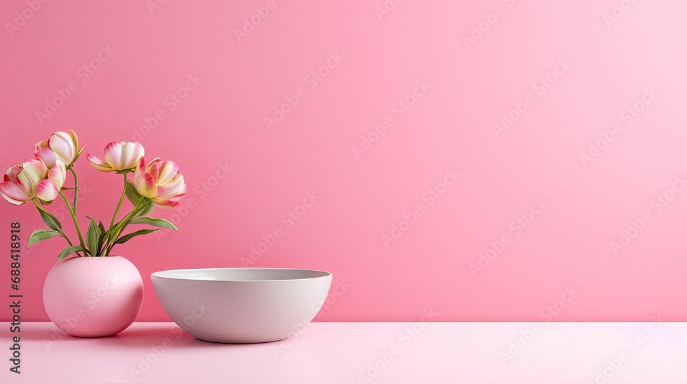 Copy space for displaying your product on a Pink table Copy space for displaying your product on a Pink table