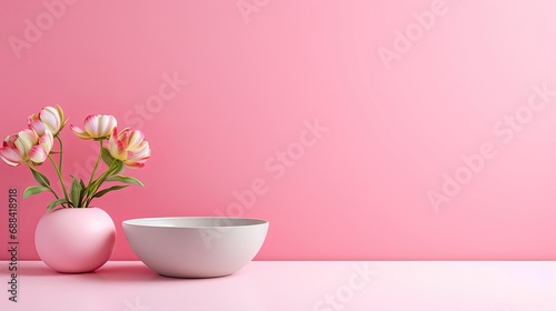 Copy space for displaying your product on a Pink table