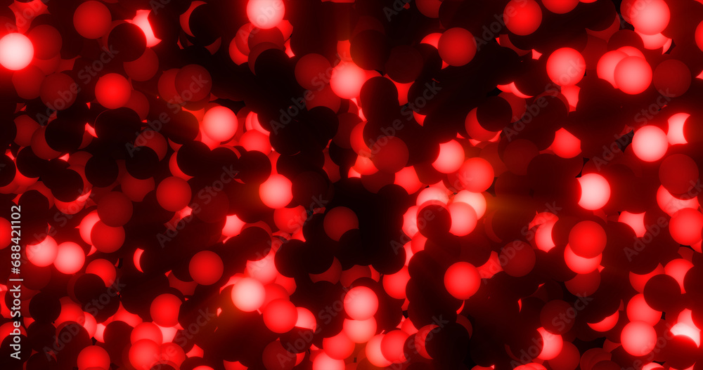 Red bright glowing energy balls garlands with light festive Christmas