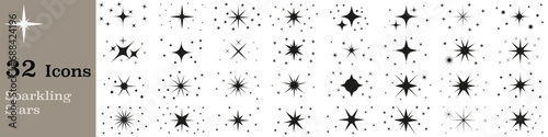 Sparkle stars icon set. Twinkle star illustration photo