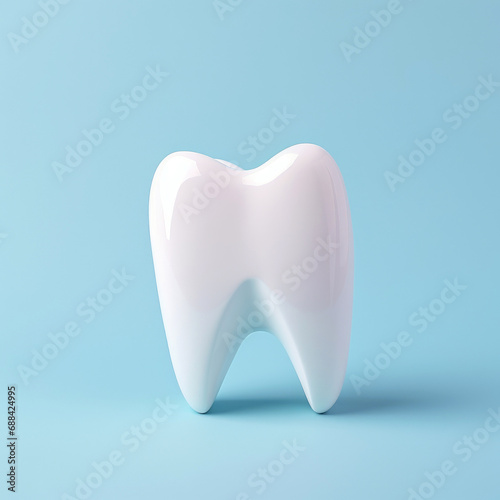 Healthy white tooth, isolated on light background