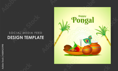 Vector illustration of Happy Pongal social media feed template