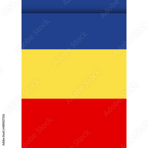 Chad flag or pennant isolated on white background. Pennant flag icon.