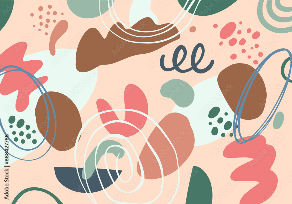 Hand drawn colorful doodle abstract background elements