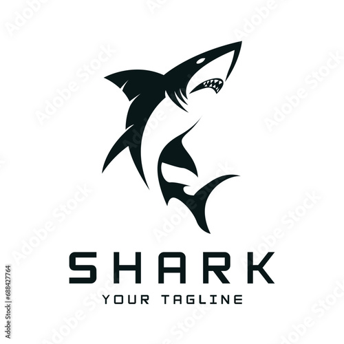 Unique and creative shark logo vector design. Wild Fish Vector Illustration photo