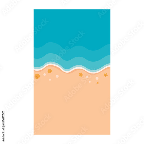 Beach background. Summer holiday on the beach background with sand and turquoise water. Vector illustration.