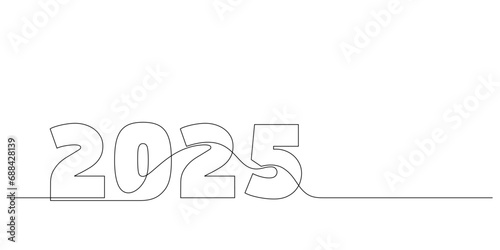 continuous line drawing 2025 number design logo minimalism