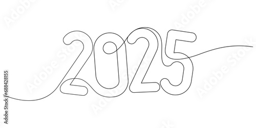 continuous line drawing 2025 number design logo minimalism