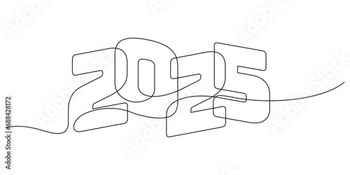 continuous line drawing 2025 beginning of the year thin line illustration overlapped