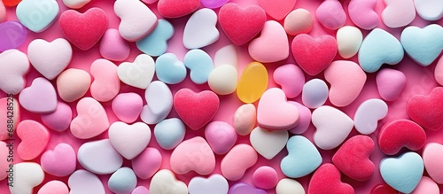 Valentine's Day candy with vibrant conversation hearts.
