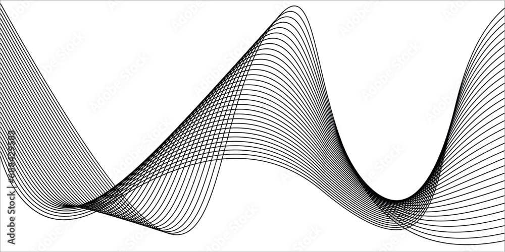 Twisted curve lines with mixed effects. Technology abstract lines on white background. frequency sound waves, - obrazy, fototapety, plakaty 