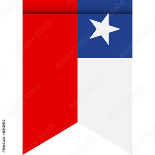 Chile flag or pennant isolated on white background. Pennant flag icon.