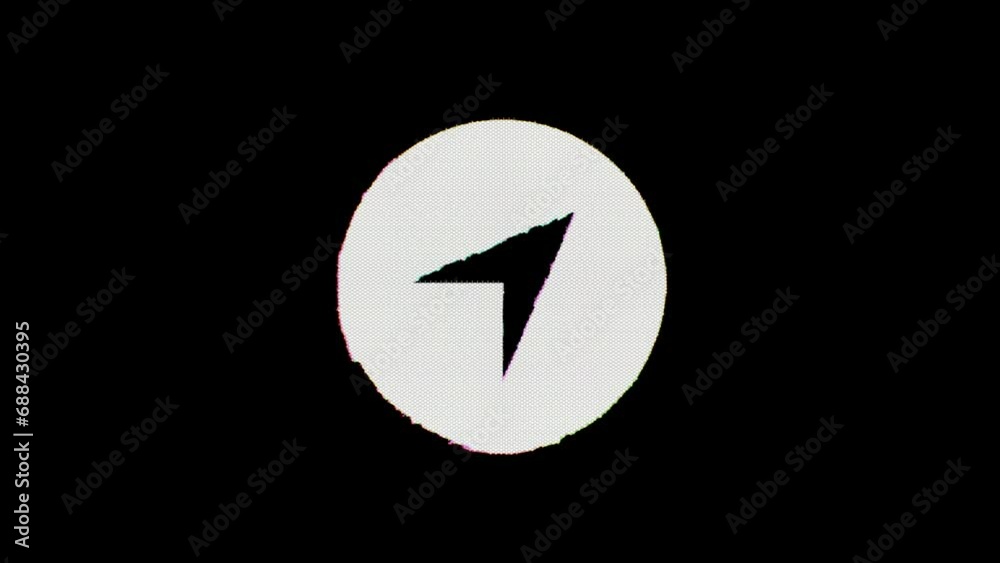 A compass icon glitches in, distorts for a few seconds, and then glitches out. Alpha channel Premultiplied - Matted over black A compass icon glitches in, distorts for a few seconds, and then glitches out. Alpha channel Premultiplied - Matted over black