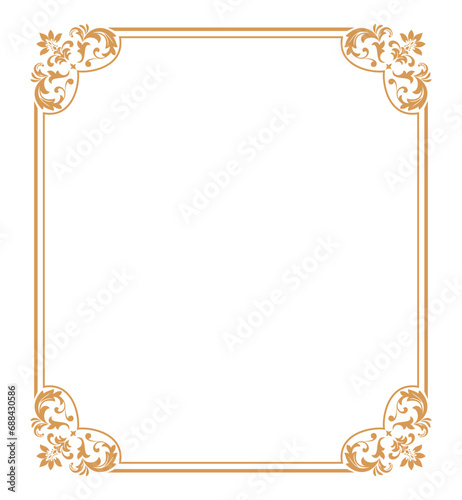 Decorative frame Elegant vector element for design in Eastern style, place for text. Floral golden and white border. Lace illustration for invitations and greeting cards.