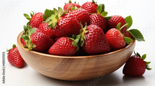 Red strawberries delicious vitamin fresh sweet bright on a plate on the table  tasty and healthy food isolated on a white background