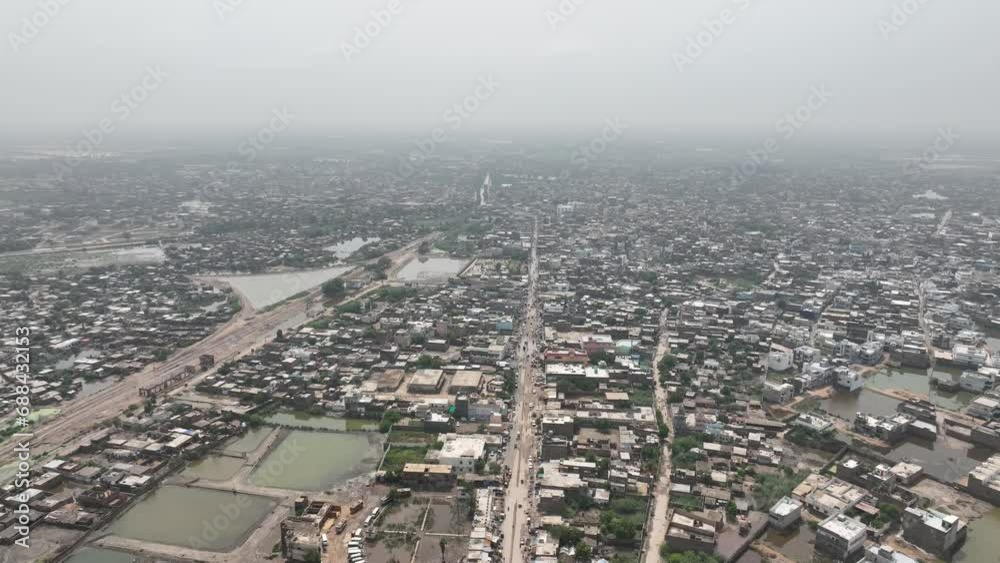 Aerial View of Badin's Central Thoroughfare, Pakistan Aerial View of Badin's Central Thoroughfare, Pakistan