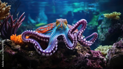 Colorful Octopus in a Vibrant Undersea Reef Habitat