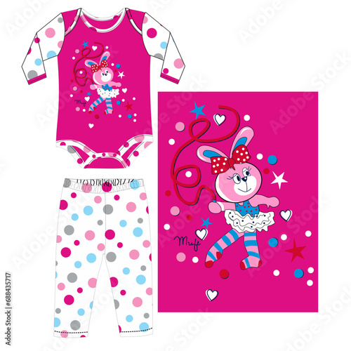 little cute bunny with bodysuit print