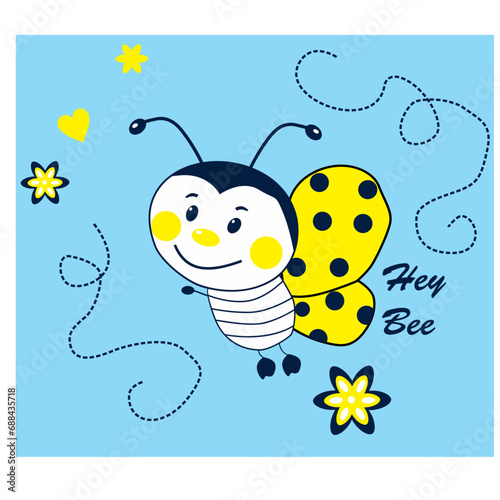 little hey bee print vector art