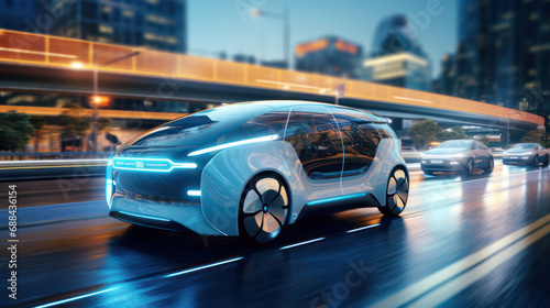 Futuristic EV Car Technology - Pioneering the Next Generation of Eco Friendly Transportation. © pkproject
