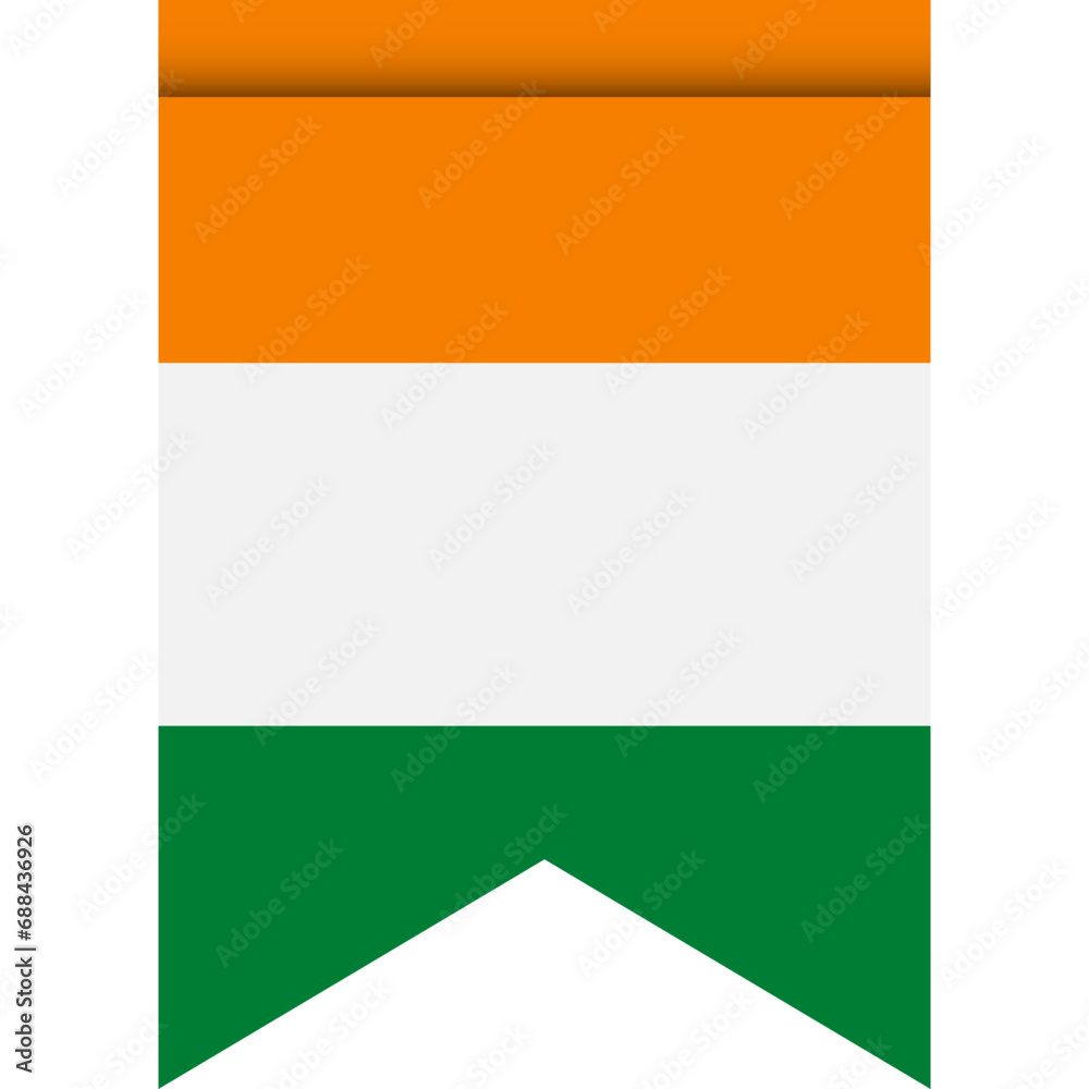 Cote d'ivoire - Ivory Coast flag or pennant isolated on white background. Pennant flag icon. Cote d'ivoire - Ivory Coast flag or pennant isolated on white background. Pennant flag icon.