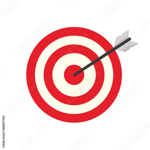 illustration with a bullseye concept with an arrow, vector illustration in flat style