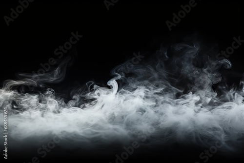 black isolated backdrop smoke dense fog background mist steam vapour white fluffy cloud abstract floor generator disco effect artificial thick fume emit dirty photo