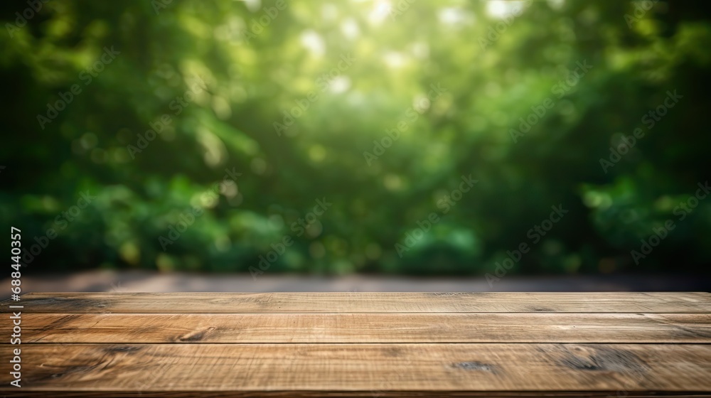 Empty Wooden Table With Green Background Empty Wooden Table With Green Background