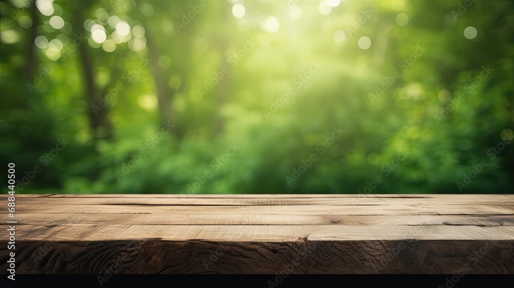 Empty Wooden Table With Green Background Empty Wooden Table With Green Background