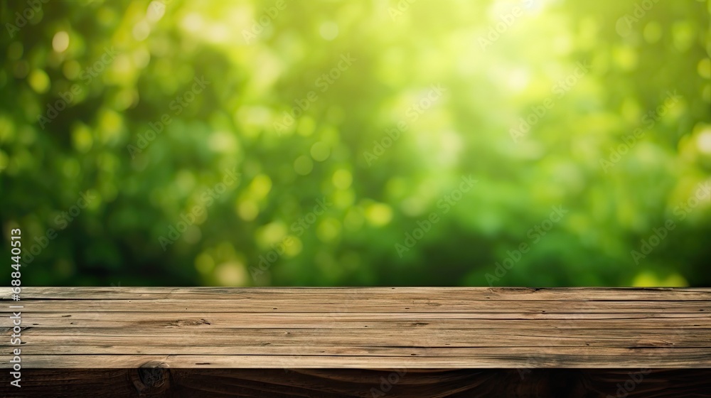 Empty Wooden Table With Green Background Empty Wooden Table With Green Background