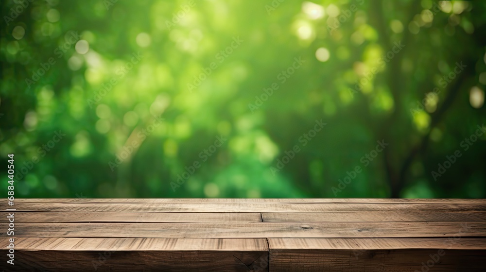 Empty Wooden Table With Green Background Empty Wooden Table With Green Background