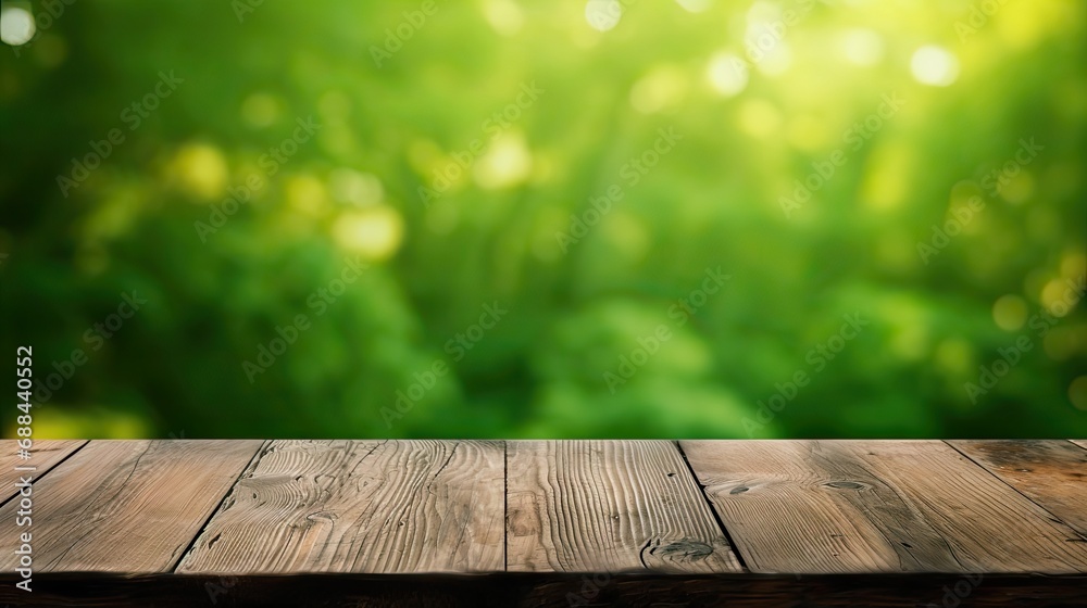 Empty Wooden Table With Green Background Empty Wooden Table With Green Background