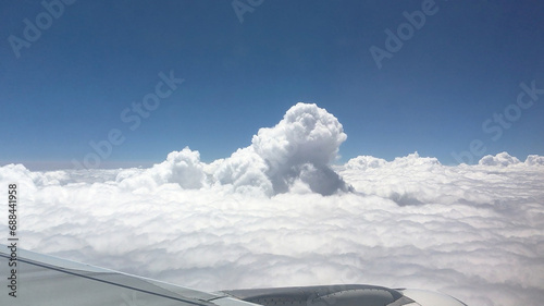 Airplane Wing View from Porthole, Flying to Cusco, Peru.