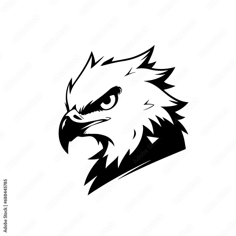 Angry Hawk Logo Monochrome Design Style