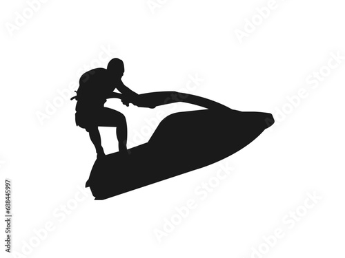 Jet Ski with man silhouettes icon. Vector illustration of jet ski icon. isolated on clean background for your web mobile app logo design. Collection of silhouette illustrations of jet skiers.