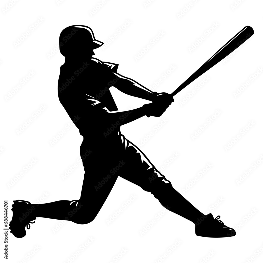baseball player vector silhouette, silhouette, black color