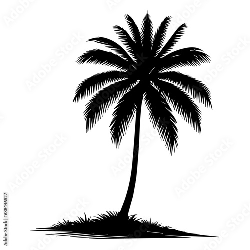 Sea beach with coconut tree vector silhouette, coconut tree vector silhouette, silhouette, palm tree vector