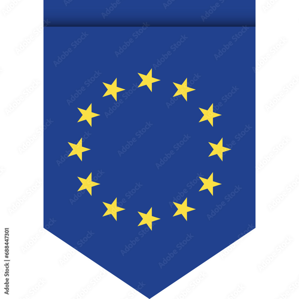 EU flag or pennant isolated on white background. Pennant Europe flag icon. EU flag or pennant isolated on white background. Pennant Europe flag icon.