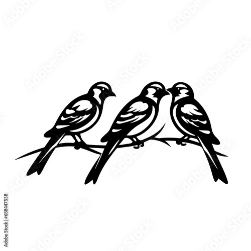 Birds On A Branch Logo Monochrome Design Style