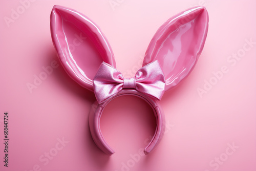 Festive head decoration with pink bunny ears