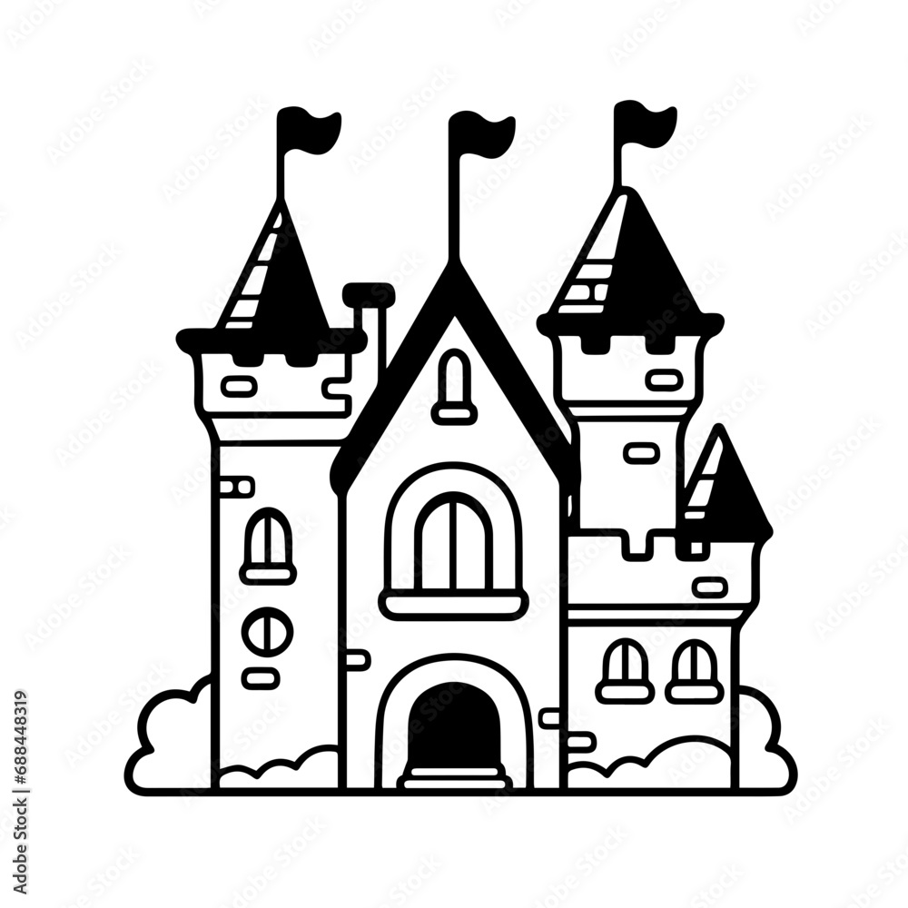 Castle Logo Monochrome Design Style