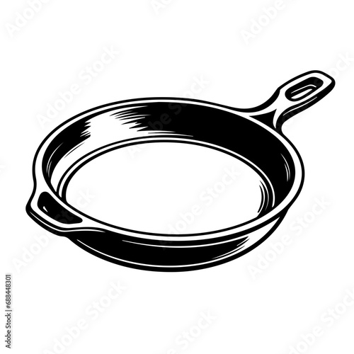 Cast Iron Skillet Logo Monochrome Design Style